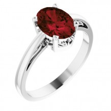 14K White Mozambique Garnet Ring