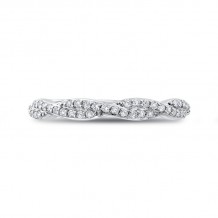 Shah Luxury 14K White Gold Round Diamond Criss-Cross Wedding Band