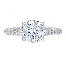 Shah Luxury 14K White Gold Round Diamond Engagement Ring with Split Shank (Semi-Mount)