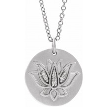 14K White .025 CTW Diamond Lotus 16-18 Necklace