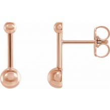 14K Rose Bar & Ball Earrings