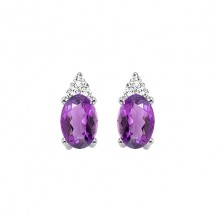 Gems One 10Kt White Gold Diamond (1/20Ctw) & Amethyst (5/8 Ctw) Earring