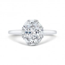 Shah Luxury 14K White Gold Oval Cut Diamond Halo Engagement Ring (Semi-Mount)