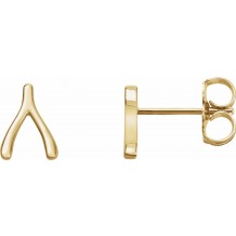 14K Yellow Wishbone Earrings