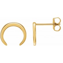 14K Yellow Crescent Earrings