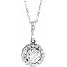 14K White 5/8 CTW Diamond Halo-Style 18 Necklace