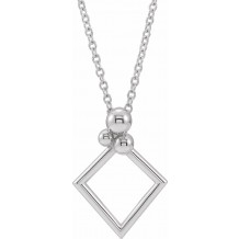 14K White Geometric 16-18 Necklace