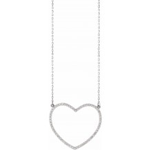 14K White 3/8 CTW Diamond Large Heart 16 Necklace