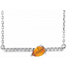 14K White Citrine & 1/10 CTW Diamond 18 Necklace