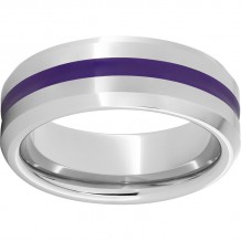 Serinium Beveled Edge Band with a 2mm Purple Enamel Inlay