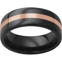 Black Diamond Ceramic Pipe Cut Band with 2mm 14K Rose Gold Inlay