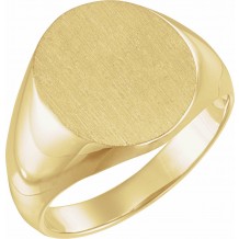 18K Yellow 22x20 mm Oval Signet Ring