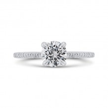 Shah Luxury 14K White Gold Round Diamond Engagement Ring (Semi-Mount)