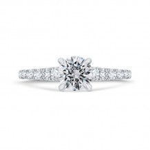Shah Luxury 14K White Gold Round Diamond Solitaire Plus Engagement Ring with Milgrain (Semi-Mount)