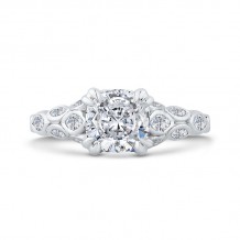 Shah Luxury 14K White Gold Cushion Diamond Engagement Ring with Bezel Set (Semi-Mount)