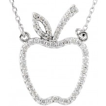 14K White 1/5 CTW Diamond Apple 16 Necklace