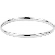 14K White 4 mm Hinged Bangle Bracelet