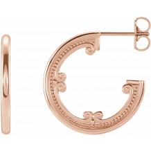 14K Rose 20 mm Vintage-Inspired Hoop Earrings