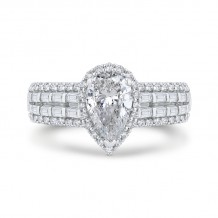 Shah Luxury 14K White Gold Four Row Pear Diamond Halo Engagement Ring (Semi-Mount)