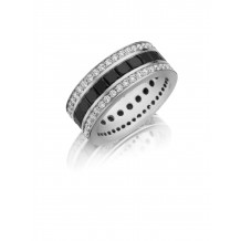 Henri Daussi 9mm Men's Wedding Band  Platinum White B 4.05 Ctw., W 1.15 Ctw. Black Diamond, White Diamond