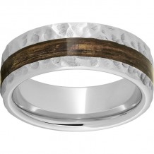 Serinium Pipe Cut Band with Off-Center Bourbon Barrel Aged Inlay and Moon Finish