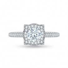 Shah Luxury 18k White Gold Diamond Promezza Engagement Ring with Round Center