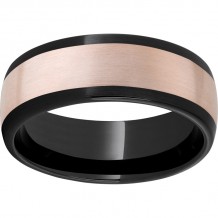 Black Diamond Ceramic Domed Band with 5mm 14K Rose Gold Inlay and Satin Finish