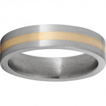 Titanium Flat Band with a 2mm 14K Yellow Gold Inlay and Satin Finish