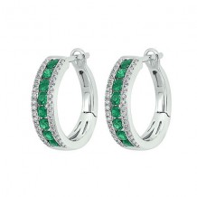 Gems One 14Kt White Gold Diamond (1/6Ctw) & Emerald (7/8 Ctw) Earring