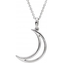 14K White 25.7x4.7 mm Crescent Moon 16 Necklace