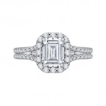 Shah Luxury 14K Two-Tone Gold Emerald Diamond Halo Vintage Engagement Ring with Split Shank (Semi-Mount)