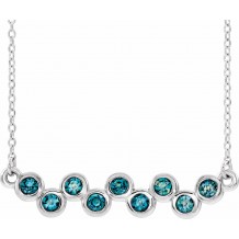 14K White Aquamarine Bezel-Set Bar 16-18 Necklace