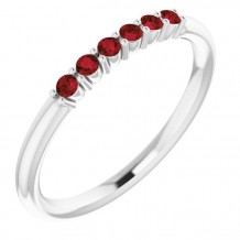 14K White Mozambique Garnet Stackable Ring