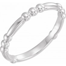 14K White Stackable Bead Ring