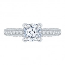 Shah Luxury 14K White Gold Cushion Diamond Engagement Ring (Semi-Mount)