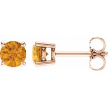 14K Rose 5 mm Round Citrine Earrings