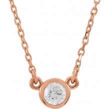 14K Rose 1/6 CT Diamond Solitaire 18 Necklace