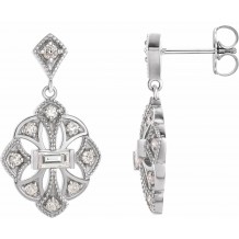 14K White 3/8 CTW Diamond Vintage-Inspired Earrings