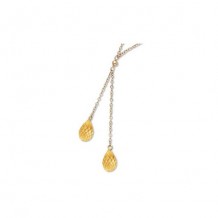 14K Yellow Twin Briolette Citrine Lariat Necklace