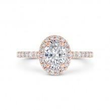 Shah Luxury 14K Rose Gold Oval Cut Diamond Halo Engagement Ring (Semi-Mount)
