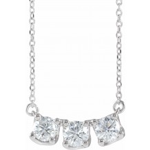 14K White 1 CTW Diamond Three-Stone Curved Bar 16 Necklace