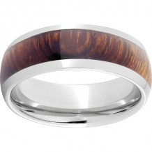 Serinium Domed Band with Exotic Desert Iron Wood Inlay
