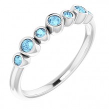 14K White Aquamarine Bezel-Set Ring