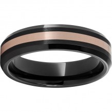 Black Diamond Ceramic Beveled Edge Band with a 2mm 14K Rose Gold Inlay