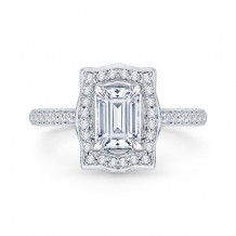 Shah Luxury 18k White Gold Diamond Carizza Semi Mount Engagement Ring to fit Emerald Center