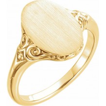 14K Yellow 13x9 mm Oval Signet Ring