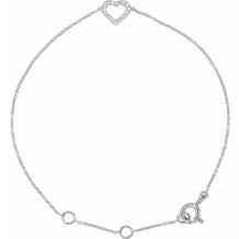 14K White .06 CTW Diamond Heart 7 Bracelet