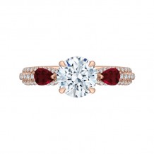 Shah Luxury 14K Rose Gold Round Diamond and Ruby Engagement Ring (Semi-Mount)
