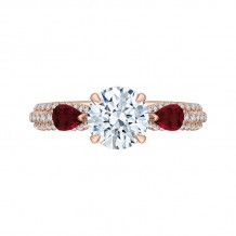 Shah Luxury 14K Rose Gold Round Diamond and Ruby Engagement Ring (Semi-Mount)