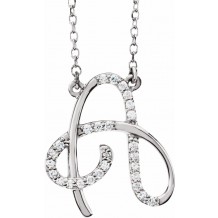 14K White 1/10 CTW Diamond Initial A 16 Necklace